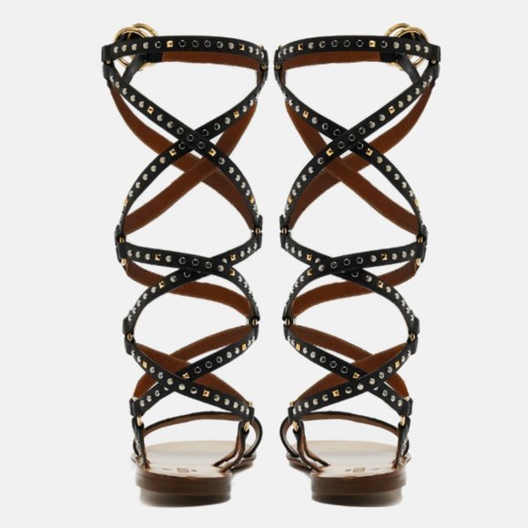 Valentino Garavani Black Gladiator Sandals - Picture 2 of 5